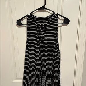Black and White Striped Women's Top